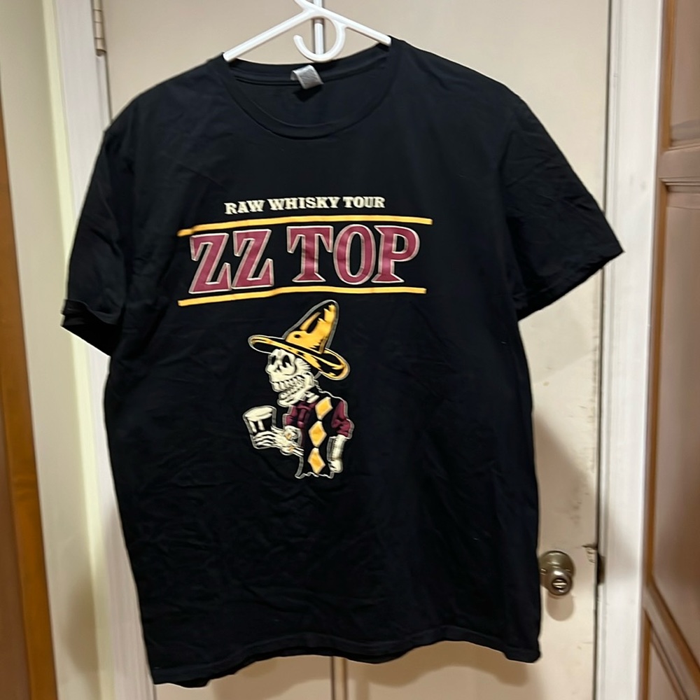 ZZ TOP Raw Whiskey Tour T-Shirt Men’s L Black with cool logo/Concert Dates